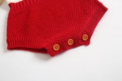 Ruffle collar long-sleeve knit romper for baby