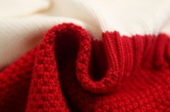 Ruffle collar long-sleeve knit romper for baby