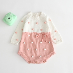 handmade bubble ball long-sleeve romper for 0-2 years baby autumn clothing