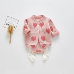 2019 infant baby heart print coat with straps belt romper in sets wholesale
