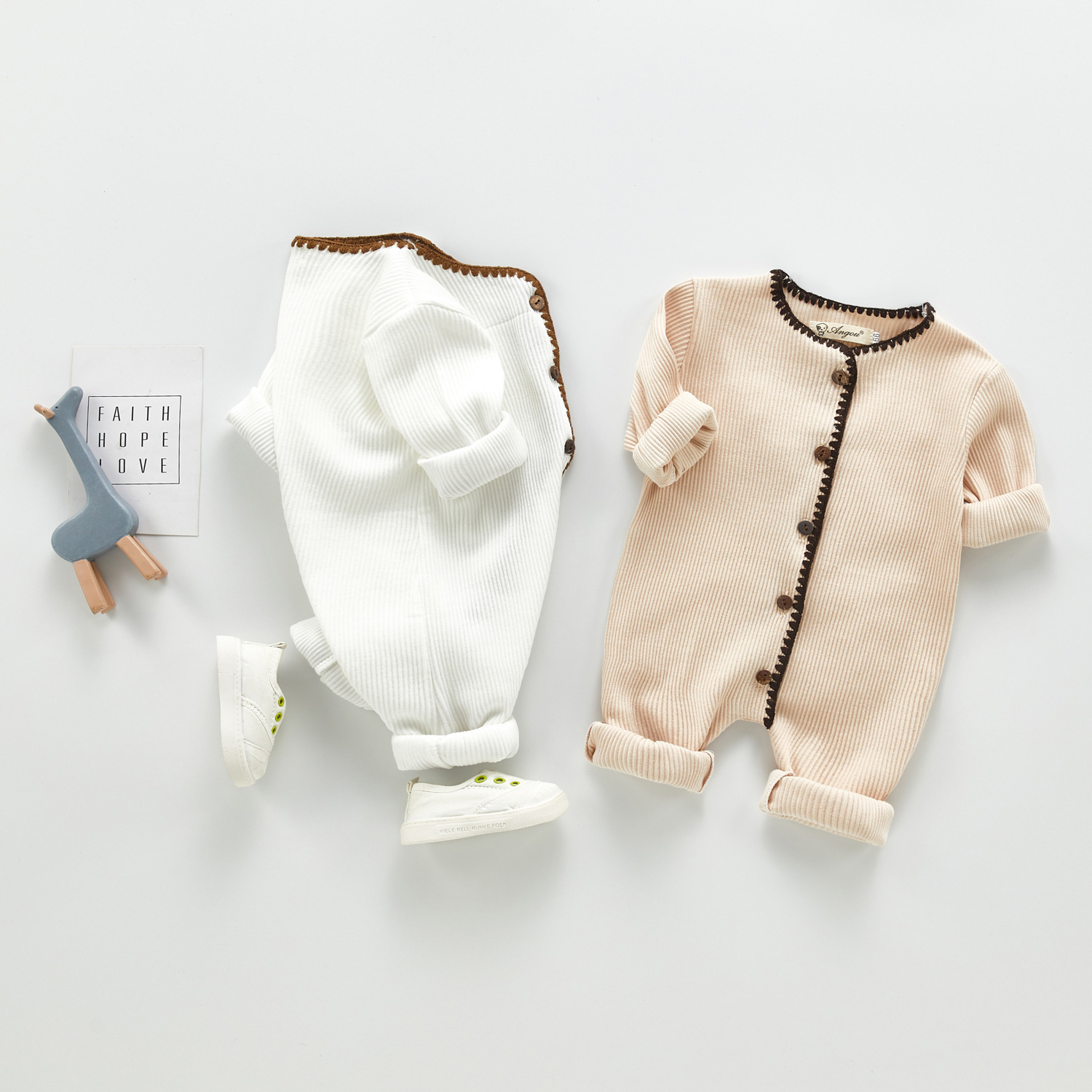 7469 Baby Clothes Knitted Bodysuit 2023 Autumn Simple Fashion