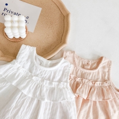 Girls lovely stripe solid color top & bottom sets princess sets pure cotton girls' sets  Wholesale