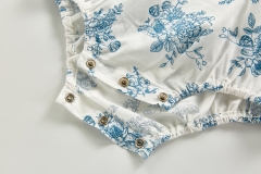 0-24M Flower Infant Newborn Baby Girl Romper Long Sleeve Jumpsuit Playsuit Navy Collar Floral Autumn Baby Girl Clothes Wholesale
