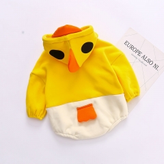 Infant Autumn Cotton Long Sleeve Jumpsuit Cute Baby Clothes Little Yellow Duck Triangle Hooded Romper Wholesale