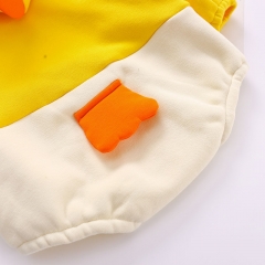 Infant Autumn Cotton Long Sleeve Jumpsuit Cute Baby Clothes Little Yellow Duck Triangle Hooded Romper Wholesale