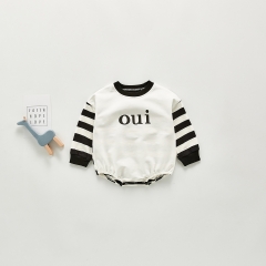 2020 Autumn New Design The Newborn Baby Triangle Clothing Romper Fashion Round Collar Baby Conjoined Bodysuit Letter Printed Wholesale