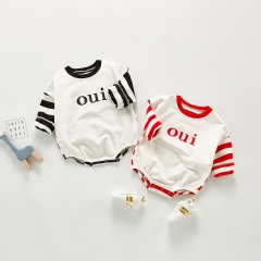 2020 Autumn New Design The Newborn Baby Triangle Clothing Romper Fashion Round Collar Baby Conjoined Bodysuit Letter Printed Wholesale