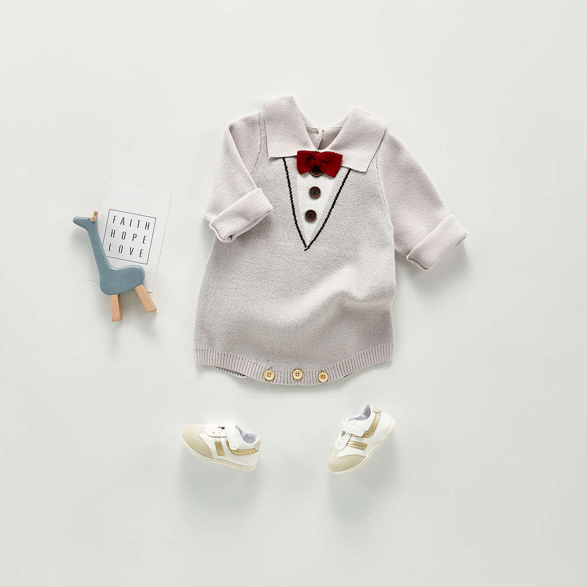 Angoubebe Knitted 100 Cotton Long Sleeve Baby Boy Clothes Romper