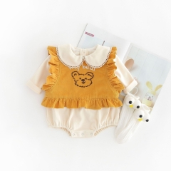 Long sleeve girl pure cotton cute bear cartoon vest girl vest with one-piece vest buy directly from Chinese supplier in autumn wholesale