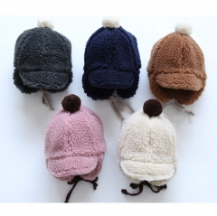 autumn and winter babies hat with Teddy bear plush ear wholesale