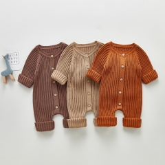 Baby Clothes Baby Girl Boy Romper 100% Cotton Knitting Romper Suit Infant Solid Color Fall Spring Long Sleeve Jumpsuit Wholesale