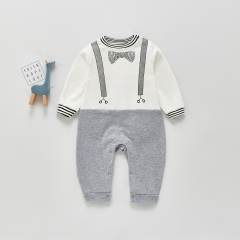 Fashion Long Sleeve New born Baby Rompers/Jumpsuits with Cartoon Beard Pattern Gentleman Style Baby Clothes Wholesale