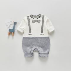 Fashion Long Sleeve New born Baby Rompers/Jumpsuits with Cartoon Beard Pattern Gentleman Style Baby Clothes Wholesale