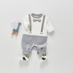 Fashion Long Sleeve New born Baby Rompers/Jumpsuits with Cartoon Beard Pattern Gentleman Style Baby Clothes Wholesale