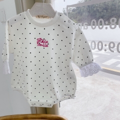 Angoubebe 211H23 Baby Girl Spring Black Dots Cotton Romper Wholesale