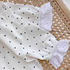 Angoubebe 211H23 Baby Girl Spring Black Dots Cotton Romper Wholesale