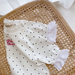 Angoubebe 211H23 Baby Girl Spring Black Dots Cotton Romper Wholesale