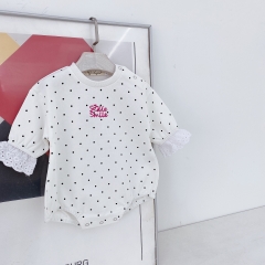 Angoubebe 211H23 Baby Girl Spring Black Dots Cotton Romper Wholesale