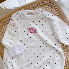 Angoubebe 211H23 Baby Girl Spring Black Dots Cotton Romper Wholesale