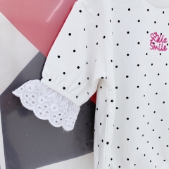 Angoubebe 211H23 Baby Girl Spring Black Dots Cotton Romper Wholesale
