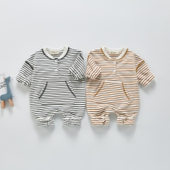 2021 Newborn Baby Boy Striped Long Sleeve Romper for Spring Cute Infant Boy One piece Onesie