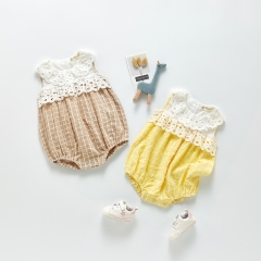 Angoubebe infant baby fashionable sleeveless grid stitching design wholesale