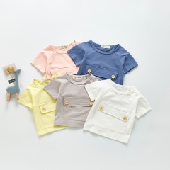 New arrival solid boneless candy color short-sleeve T-shirt for baby girl boy in summer wholesale