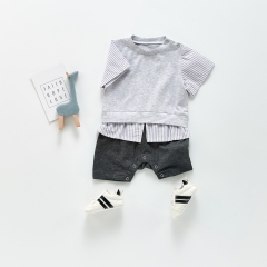 baby boy short sleeve false 2 pieces garments wholesale