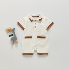 short sleeve toddler boys white color 2021 new baby romper front opening wholesale
