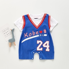 New Stylish Newborn Children One Piece Summer Short Sleeve Cotton Print Unisex Baby Basketball Romper Wholesale