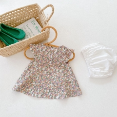 summer baby girl short sleeve baby collar shirt + white shorts baby two piece suit wholesale