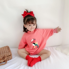 2021 baby girl bat sleeve three-dimensional deer design one-piece wholesale