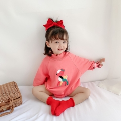 2021 baby girl bat sleeve three-dimensional deer design one-piece wholesale