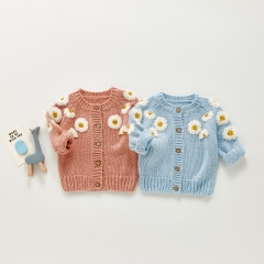 Baby Girls Cardigans Knitted Sweater Baby Children Autumn Winter Wear Infant Baby Cardigans for 0-2 Years Wholesale