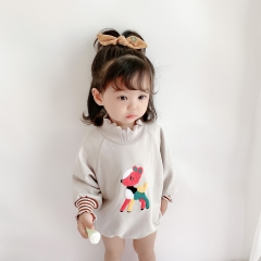 2021 baby girl bat sleeve three-dimensional deer design one-piece wholesale