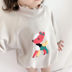 2021 baby girl bat sleeve three-dimensional deer design one-piece wholesale
