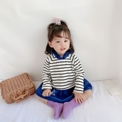 New model autumn style stripped dress for baby girl 0-2Y wholesale