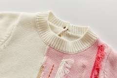 Baby Girl Tassel Trim Spliced Knit Bodysuit Wholesale
