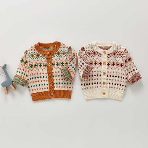 Baby Unisex Jacquard Button-Front Knit Coat Wholesale
