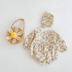 Baby Girl Floral Round Collar Romper Wholesale