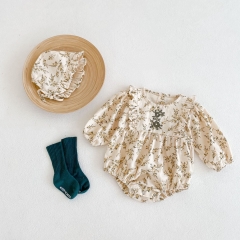 Baby Girl Floral Round Collar Romper Wholesale