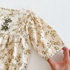 Baby Girl Floral Round Collar Romper Wholesale
