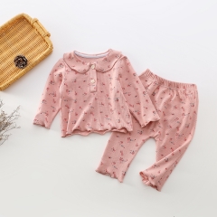 Baby Girl Doll Collar Floral Print Top Combo Long Pants In Autumn Wholesale