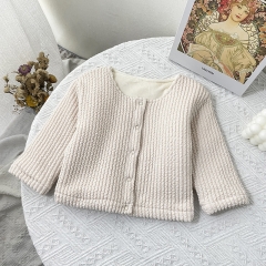 Baby Girl Pit Bar Velvet-in Round-collar Winter Coat Wholesale