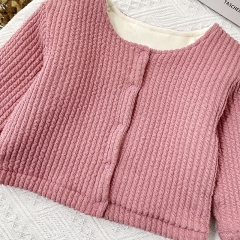 Baby Girl Pit Bar Velvet-in Round-collar Winter Coat Wholesale
