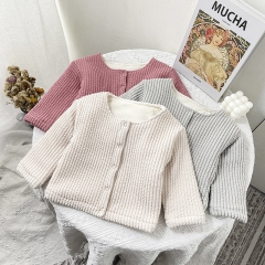 Baby Girl Pit Bar Velvet-in Round-collar Winter Coat Wholesale