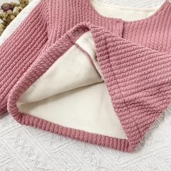 Baby Girl Pit Bar Velvet-in Round-collar Winter Coat Wholesale