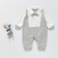 Baby Boy Strips Bow-tie Gentleman Long Jumpsuit In Spring & Autumn Wholesale