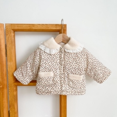 Baby Girl Little Floral Print Lambswool-in Lovely Winter Coat Wholesale