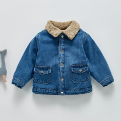 Baby Unisex Cowboy Wool Roll-in Stylish Coat In Winter Wholesale
